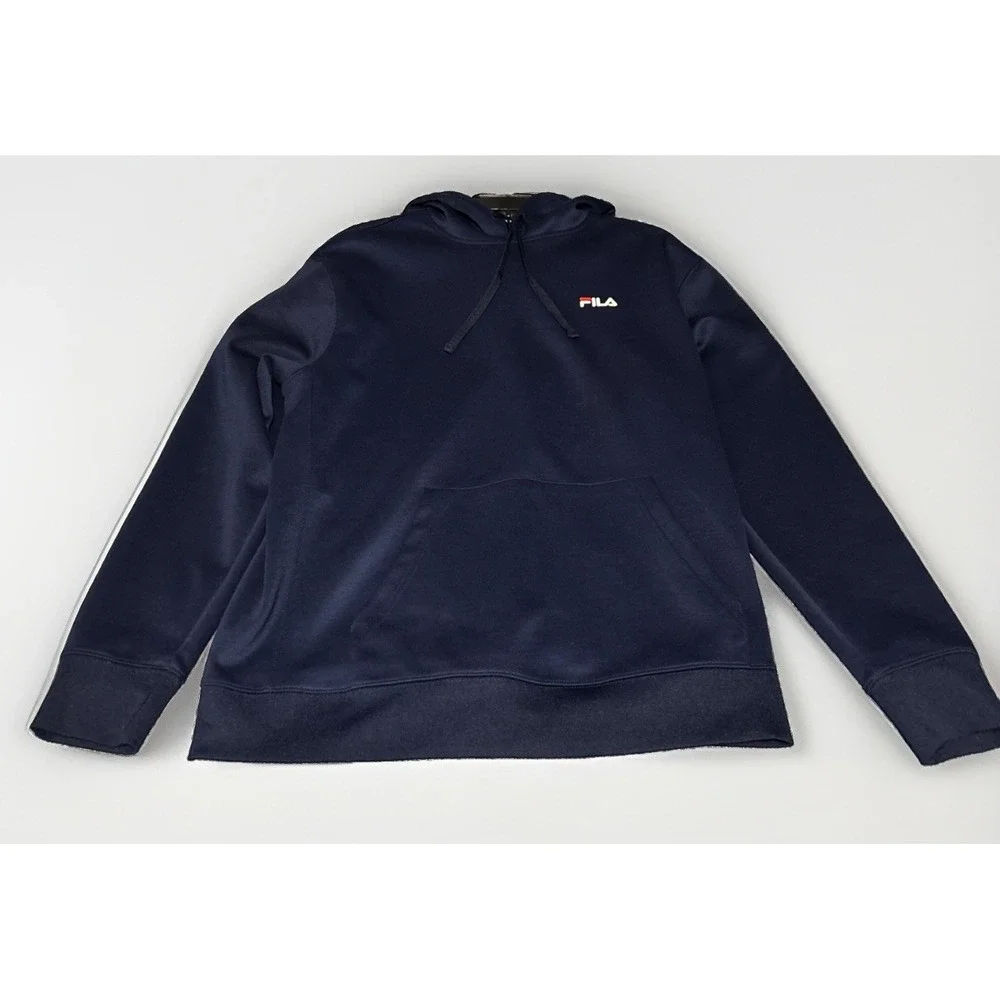 FILA Pullover Drawstring Hoddie Navy Blue Men's Large
